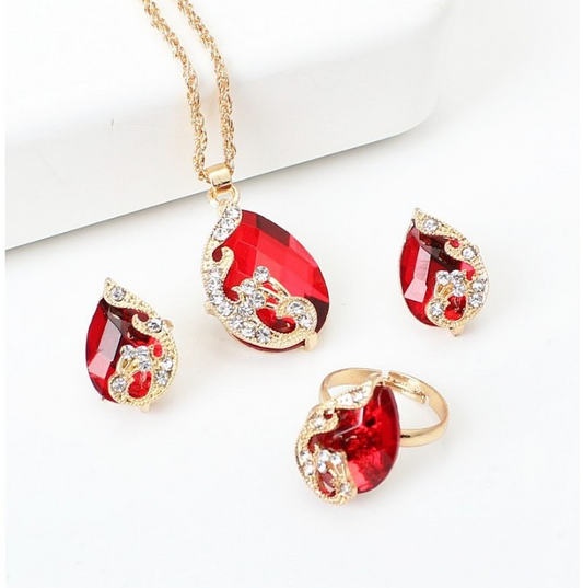 Cheap Australia crystal collection jewelry necklace and earring ring sets wholesale wedding jewelry set women