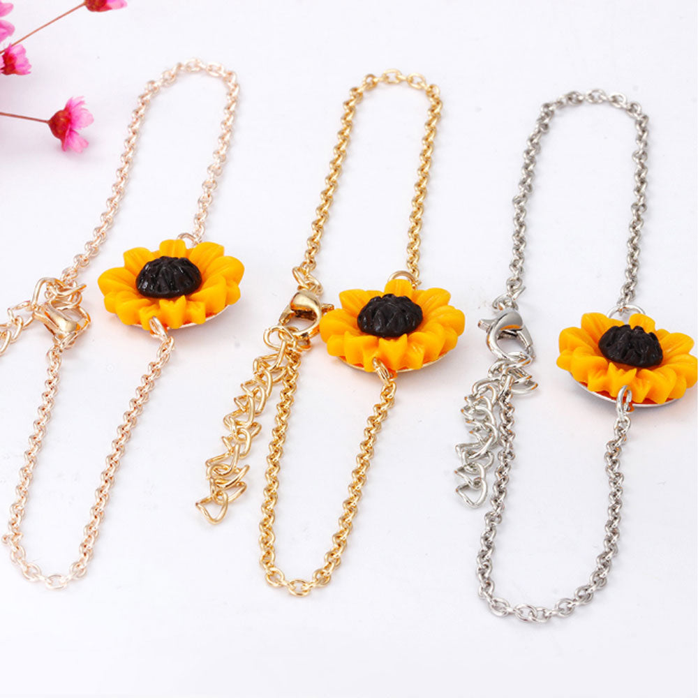 fashion hot selling yellow sunflower necklace bracelet earring set resin