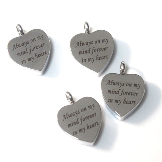 Stainless steel memory necklace heart pendant locket with engraving words chain not included pendant only