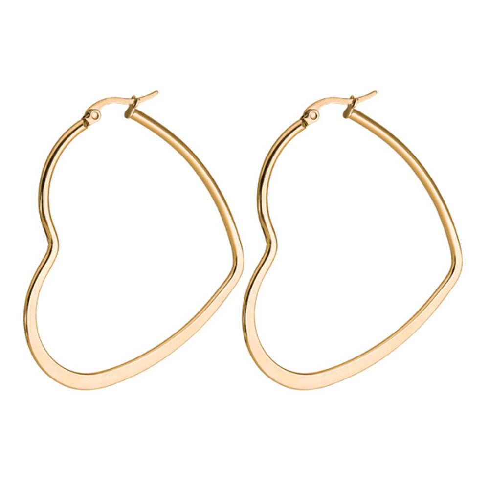 wholesale trendy fashion surgical stainless steel heart shape geometric clip on big hoop drop pendant earrings jewelry for women