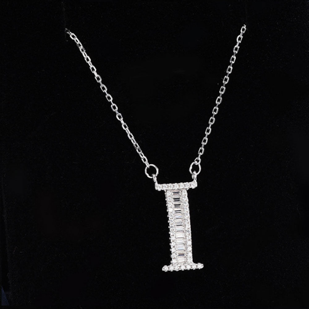 women blinged out hot fashion 925 sterling silver with cubic zircon 26 initial capital letter charm pendant chain necklace jewelry