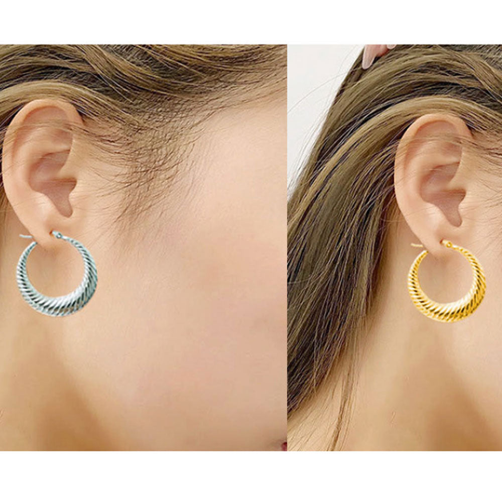 baby girl large thick plain stainless steel chunky crossaint swirl hoop earrings18k gold plated women earring jewelry