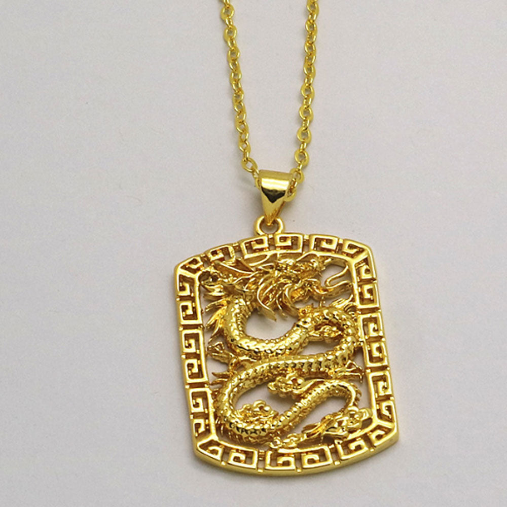 Chinese dragon necklaces brass alloy gold plated jewelry