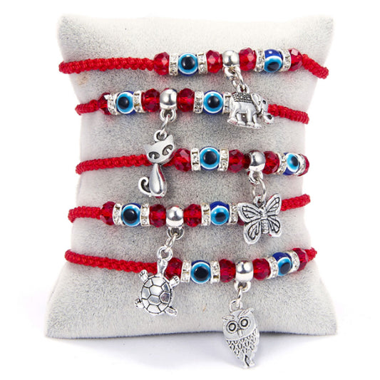 Custom Chinese knot simple red thread string bracelet hamsa hand d-evil eye lucky charm adjustable bracelet cheap red