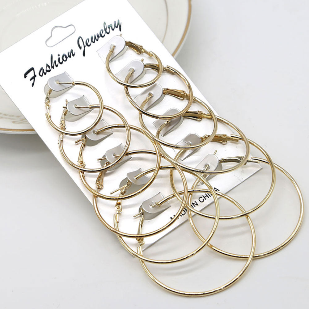 wholesale fashion trendy korean simple big hoop earrings for women earring hoop 6pcs sets