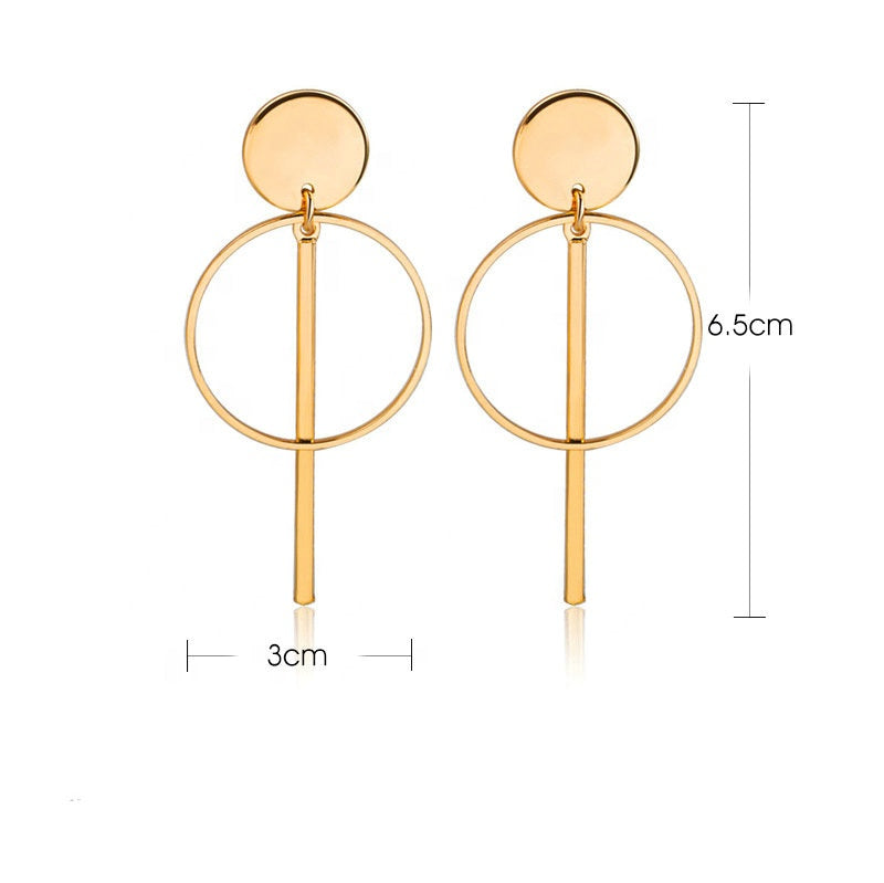 Wholesale Women Korea geometric long earrings gold plated hoop bar pendant tassel earring jewelry boho