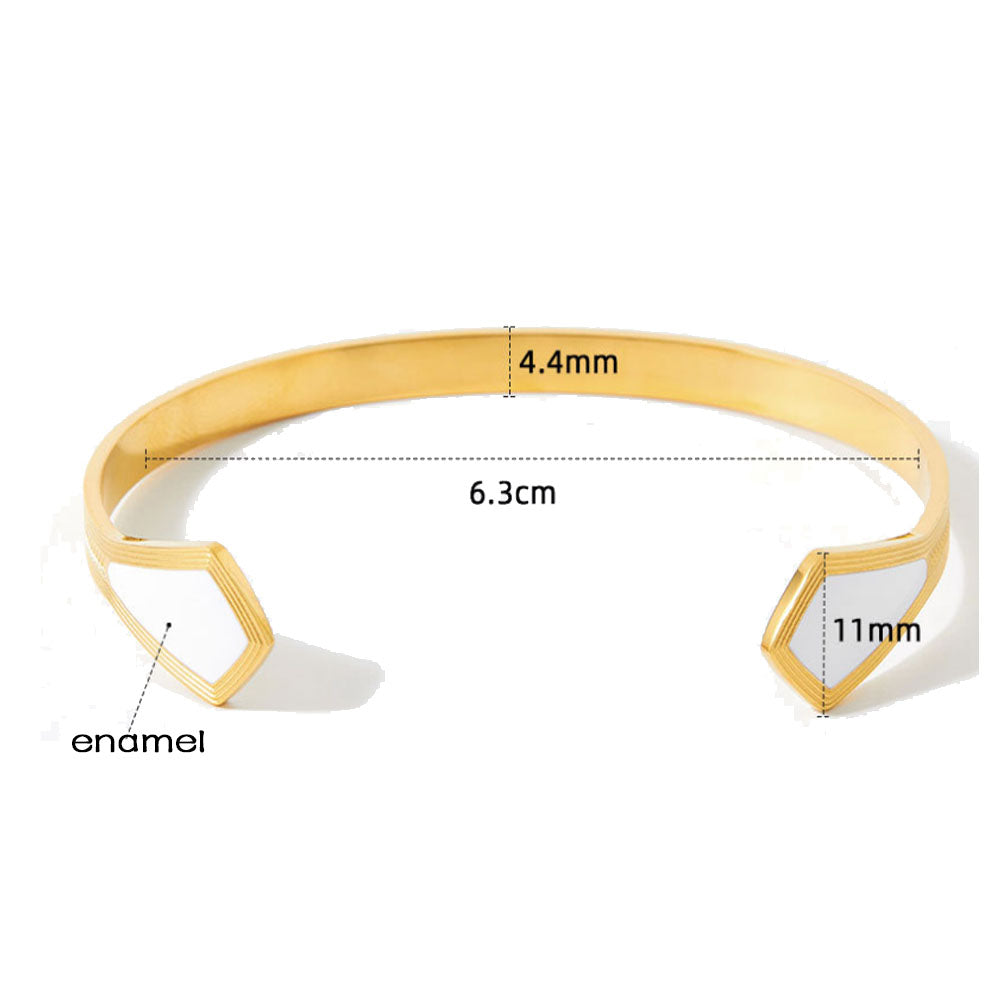 wholesale stainless steel 14k gold plated open cuff enamel colors bangle bracelet China Manufacturer Supplier